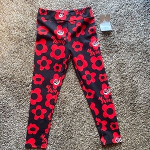 Disney Minnie Mouse Black and Red Floral Leggings